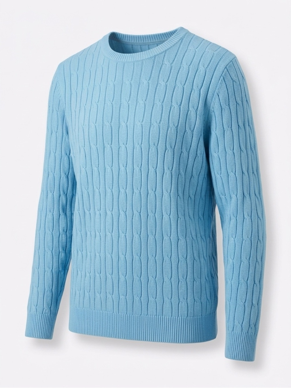 Style & Co. Light Blue Cable-Knit Crewneck Sweater